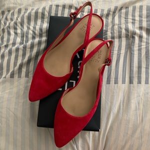 Red wide fit low heels slingbacks - size 10w